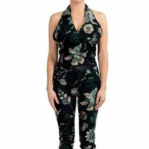 Versace Versus Wool FloralPrint Open Back Jumpsuit